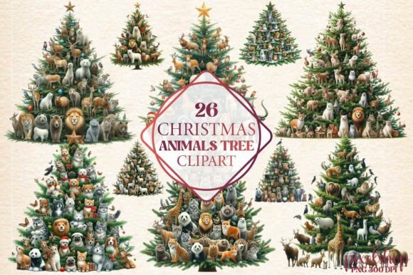 Christmas Animals Tree Clipart: Illustrations Review