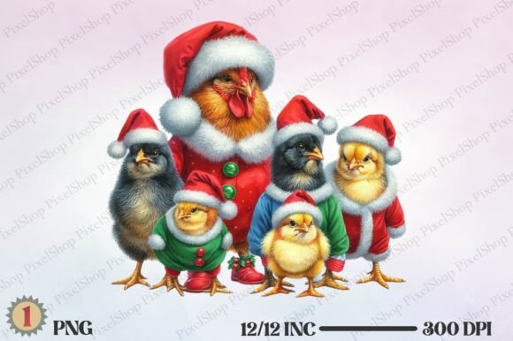 Christmas Chicken PNG: Festive Farm Illustrations