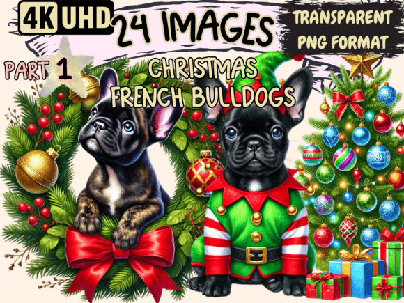 Christmas French Bulldogs Clipart P1: Illustrations Review
