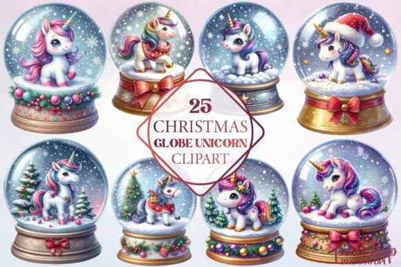 Christmas Globe Unicorn Clipart: Editorial Illustrations Review