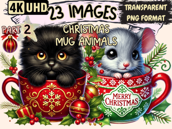 Christmas Mug Animals Clipart P2: Illustrations Review