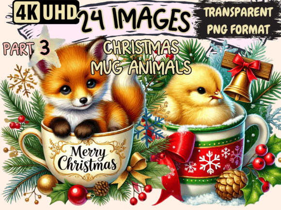 Christmas Mug Animals Clipart P3: Illustrations Review