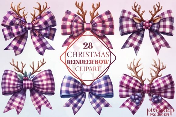Christmas Reindeer Bow Clipart: Illustrations for Blogs