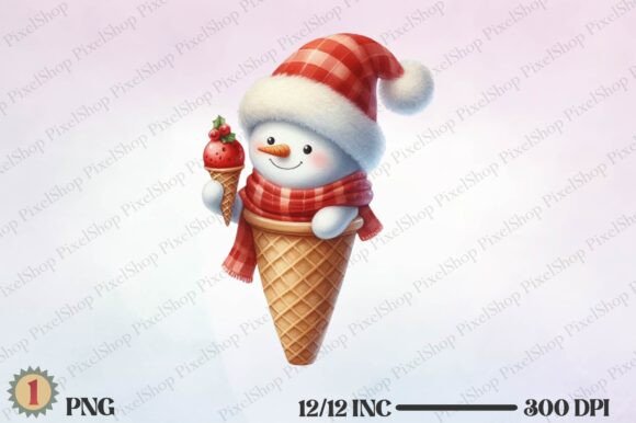 Christmas Snowman Ice Cream Cone Illustrations Review