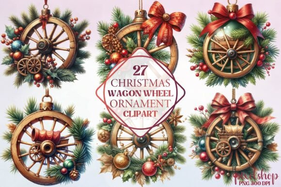 Christmas Wagon Wheel Ornament Clipart: Editorial Review