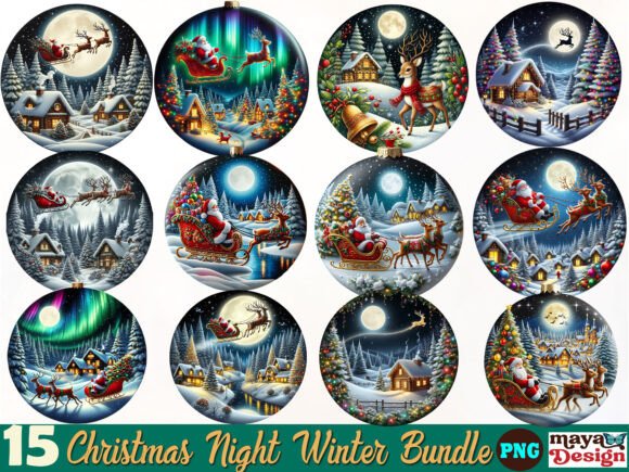 Christmas Winter Night Scene Clipart Png & Illustrations