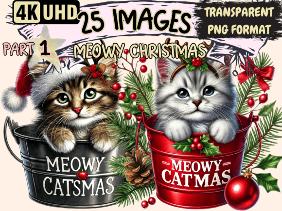 Meowy Christmas Clipart P1: Illustrations Review