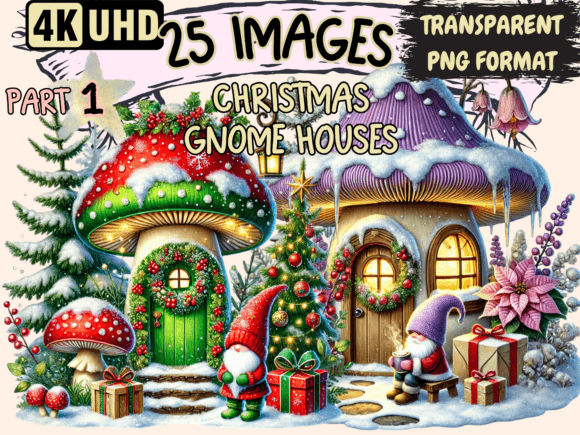 Review: Christmas Gnome Houses Clipart P1 Illustrations