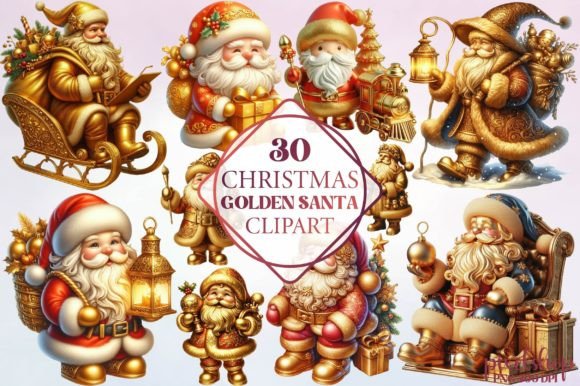 Review: Christmas Golden Santa Clipart Freebies