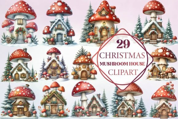 Review: Christmas Mushroom House Clipart & Illustrations