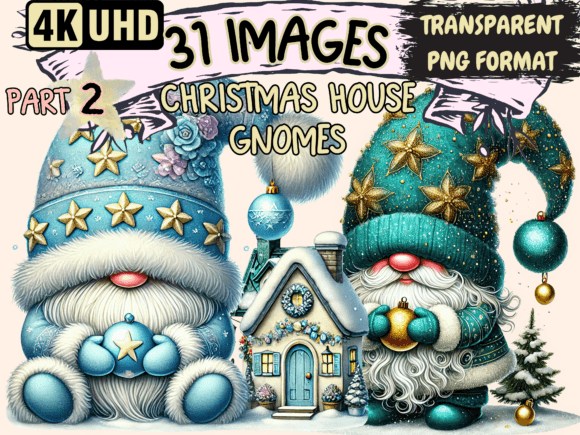 Reviewing Christmas House Gnomes Clipart P2 Illustrations