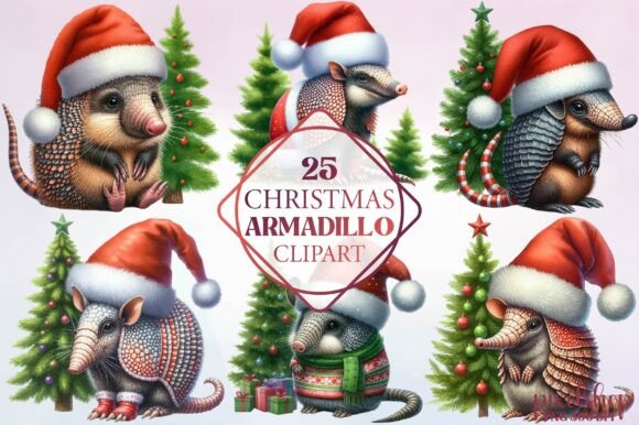 Watercolor Christmas Armadillo Clipart: Illustrations Review