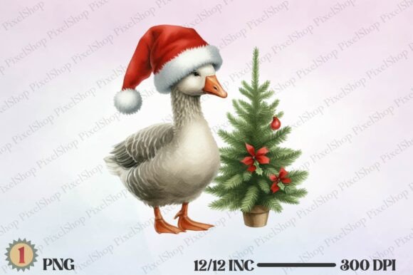 Watercolor Christmas Goose Illustrations Review
