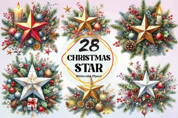 Watercolor Christmas Star Clipart: Illustrations Review