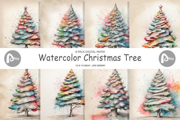 Watercolor Christmas Tree Illustrations for Crafters